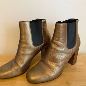 Saint Laurent Bronze and Black Ankle Boots